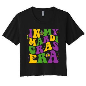 In My Mardi Gras Era Festival Retro Carnival Party Holiday Women's Crop Top Tee