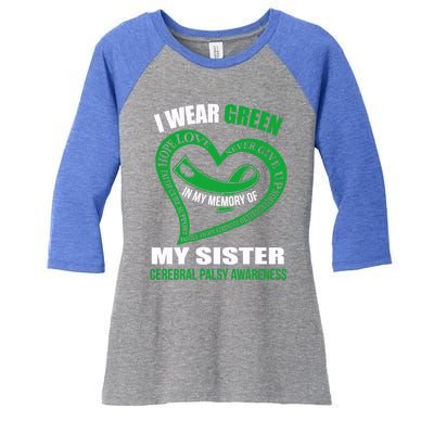 In My Memory Of My Sister Cerebral Palsy Awareness Gift Women's Tri-Blend 3/4-Sleeve Raglan Shirt