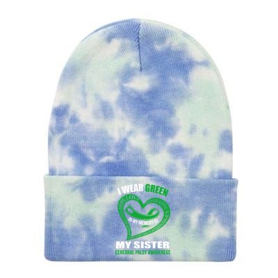 In My Memory Of My Sister Cerebral Palsy Awareness Gift Tie Dye 12in Knit Beanie