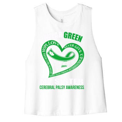 In My Memory Of My Sister Cerebral Palsy Awareness Gift Women's Racerback Cropped Tank