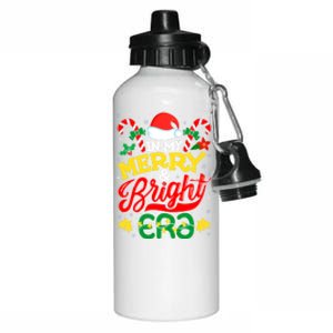 In My Merry And Bright Era Cute Christmas Santa Reindeer Funny Gift Aluminum Water Bottle