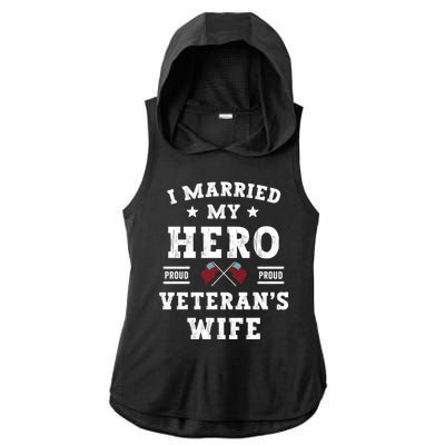 I Married My Hero Proud VeteranS Wife Memorial Day Vintage Ladies PosiCharge Tri-Blend Wicking Draft Hoodie Tank