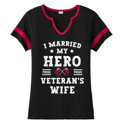 I Married My Hero Proud VeteranS Wife Memorial Day Vintage Ladies Halftime Notch Neck Tee