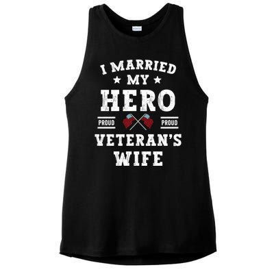 I Married My Hero Proud VeteranS Wife Memorial Day Vintage Ladies PosiCharge Tri-Blend Wicking Tank