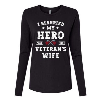 I Married My Hero Proud VeteranS Wife Memorial Day Vintage Womens Cotton Relaxed Long Sleeve T-Shirt