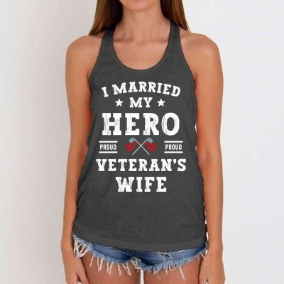 I Married My Hero Proud VeteranS Wife Memorial Day Vintage Women's Knotted Racerback Tank