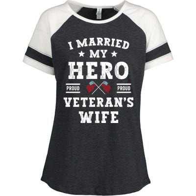 I Married My Hero Proud VeteranS Wife Memorial Day Vintage Enza Ladies Jersey Colorblock Tee