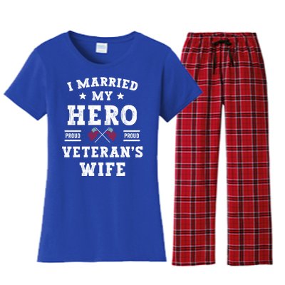 I Married My Hero Proud VeteranS Wife Memorial Day Vintage Women's Flannel Pajama Set