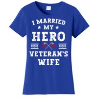 I Married My Hero Proud VeteranS Wife Memorial Day Vintage Women's T-Shirt