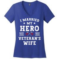 I Married My Hero Proud VeteranS Wife Memorial Day Vintage Women's V-Neck T-Shirt