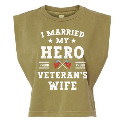 I Married My Hero Proud VeteranS Wife Memorial Day Vintage Garment-Dyed Women's Muscle Tee