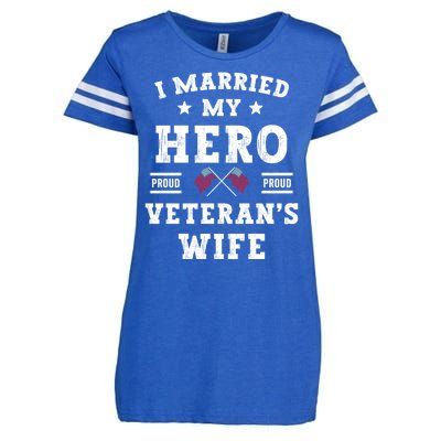 I Married My Hero Proud VeteranS Wife Memorial Day Vintage Enza Ladies Jersey Football T-Shirt