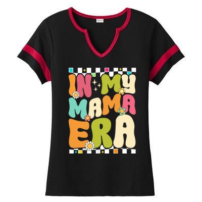 In My Mama Era Lover Groovy Retro Mom Mothers Day Ladies Halftime Notch Neck Tee