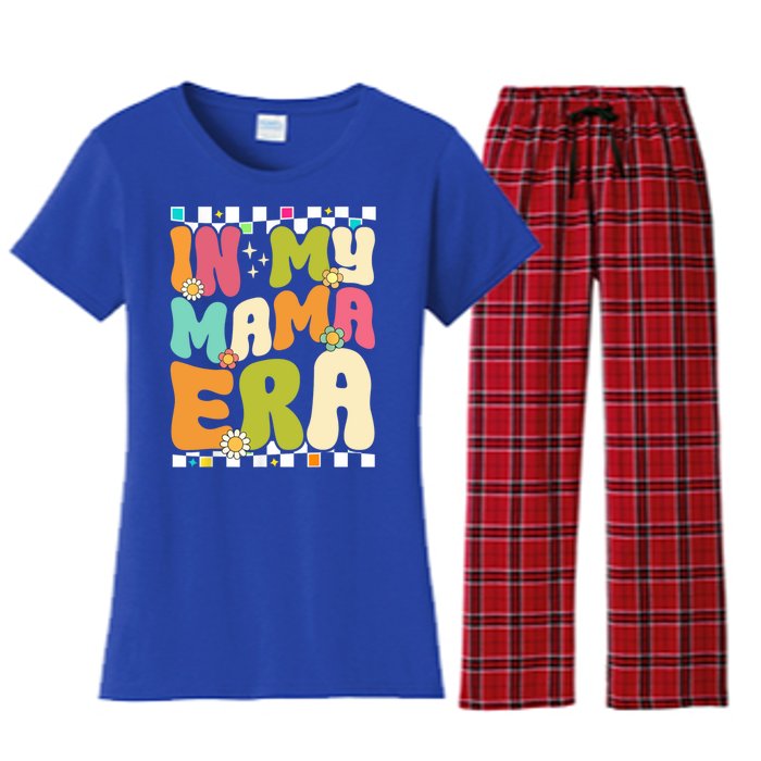 In My Mama Era Lover Groovy Retro Mom Mothers Day Women's Flannel Pajama Set