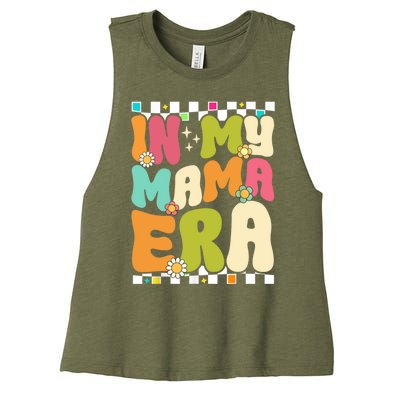 In My Mama Era Lover Groovy Retro Mom Mothers Day Women's Racerback Cropped Tank