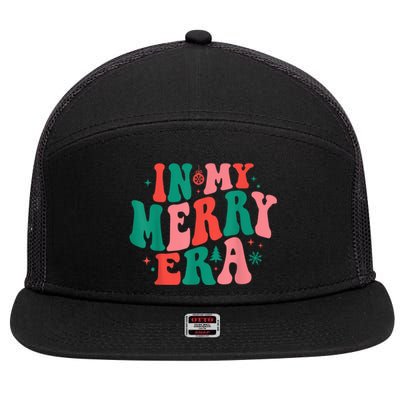 In My Merry Era Christmas Holiday Funny Gift 7 Panel Mesh Trucker Snapback Hat