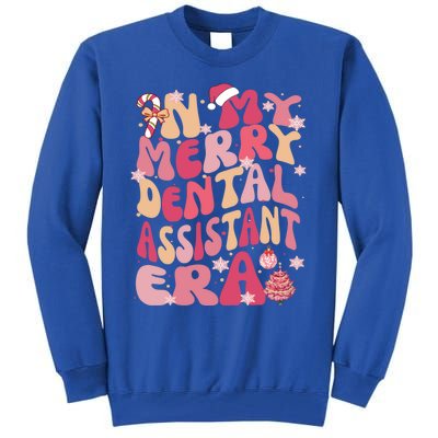 In My Merry Dental Assistant Era Retro Groovy Pink Christmas Gift Tall Sweatshirt