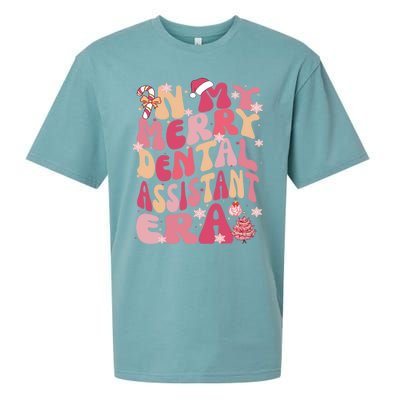 In My Merry Dental Assistant Era Retro Groovy Pink Christmas Gift Sueded Cloud Jersey T-Shirt