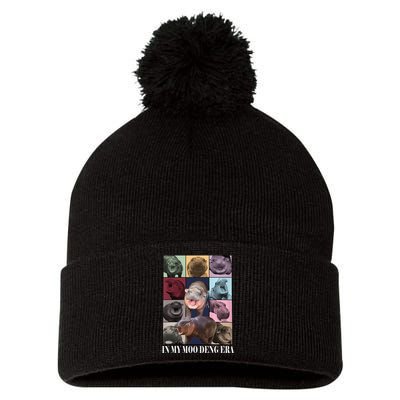In My Moo Deng Era  Moo Deng Lover Pom Pom 12in Knit Beanie