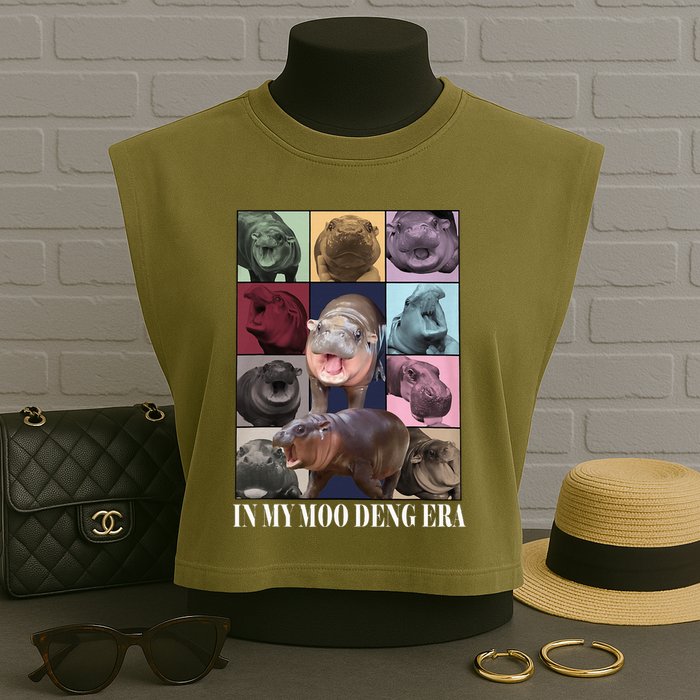 In My Moo Deng Era  Moo Deng Lover Garment-Dyed Women's Muscle Tee
