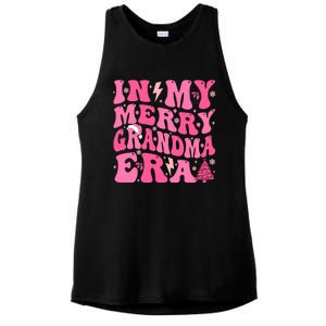 In My Merry Grandma Era Groovy Pink Christmas Grandma Gift Ladies PosiCharge Tri-Blend Wicking Tank