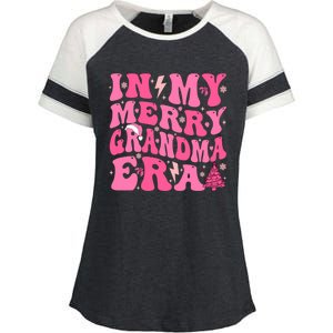 In My Merry Grandma Era Groovy Pink Christmas Grandma Gift Enza Ladies Jersey Colorblock Tee