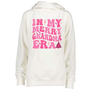 In My Merry Grandma Era Groovy Pink Christmas Grandma Gift Womens Funnel Neck Pullover Hood