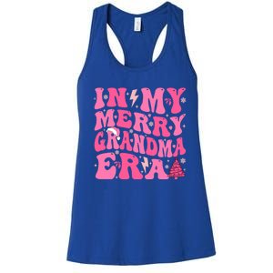 In My Merry Grandma Era Groovy Pink Christmas Grandma Gift Women's Racerback Tank