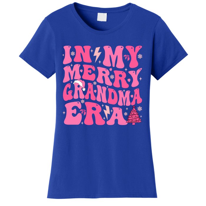 In My Merry Grandma Era Groovy Pink Christmas Grandma Gift Women's T-Shirt