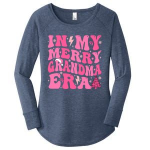 In My Merry Grandma Era Groovy Pink Christmas Grandma Gift Women's Perfect Tri Tunic Long Sleeve Shirt