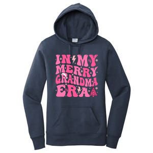 In My Merry Grandma Era Groovy Pink Christmas Grandma Gift Women's Pullover Hoodie