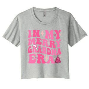 In My Merry Grandma Era Groovy Pink Christmas Grandma Gift Women's Crop Top Tee