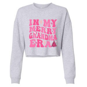 In My Merry Grandma Era Groovy Pink Christmas Grandma Gift Cropped Pullover Crew