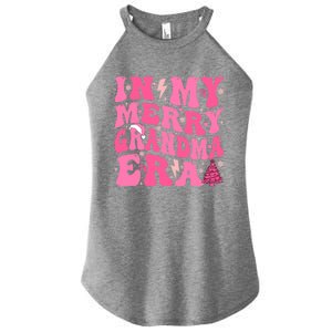 In My Merry Grandma Era Groovy Pink Christmas Grandma Gift Women's Perfect Tri Rocker Tank