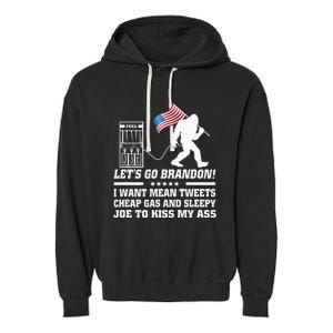 I Miss Mean Tweets And Cheap Gas Funny Anti Biden Bigfoot  Garment-Dyed Fleece Hoodie