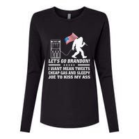 I Miss Mean Tweets And Cheap Gas Funny Anti Biden Bigfoot  Womens Cotton Relaxed Long Sleeve T-Shirt