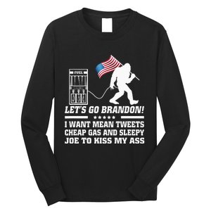 I Miss Mean Tweets And Cheap Gas Funny Anti Biden Bigfoot  Long Sleeve Shirt