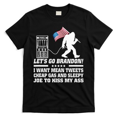 I Miss Mean Tweets And Cheap Gas Funny Anti Biden Bigfoot  T-Shirt