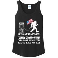 I Miss Mean Tweets And Cheap Gas Funny Anti Biden Bigfoot  Ladies Essential Tank