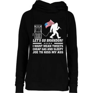 I Miss Mean Tweets And Cheap Gas Funny Anti Biden Bigfoot  Womens Funnel Neck Pullover Hood