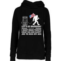 I Miss Mean Tweets And Cheap Gas Funny Anti Biden Bigfoot  Womens Funnel Neck Pullover Hood