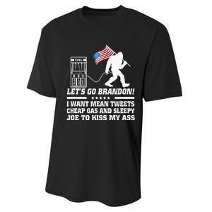 I Miss Mean Tweets And Cheap Gas Funny Anti Biden Bigfoot  Performance Sprint T-Shirt