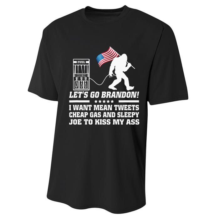 I Miss Mean Tweets And Cheap Gas Funny Anti Biden Bigfoot  Performance Sprint T-Shirt