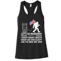 I Miss Mean Tweets And Cheap Gas Funny Anti Biden Bigfoot  Women's Racerback Tank