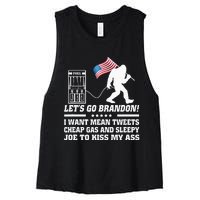 I Miss Mean Tweets And Cheap Gas Funny Anti Biden Bigfoot  Women's Racerback Cropped Tank