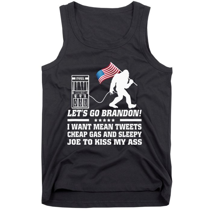 I Miss Mean Tweets And Cheap Gas Funny Anti Biden Bigfoot  Tank Top