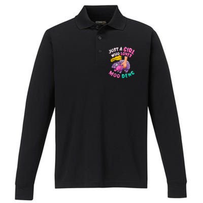 In My Moo Deng Era  Moo Deng Lover Just A Girl Who Loves Moo Deng Performance Long Sleeve Polo