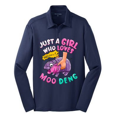 In My Moo Deng Era  Moo Deng Lover Just A Girl Who Loves Moo Deng Silk Touch Performance Long Sleeve Polo