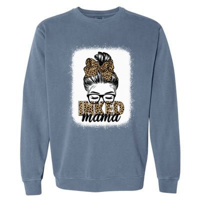 Inked Mama Messy Bun Mom Life Leopard Tattooed Mom Gift Garment-Dyed Sweatshirt