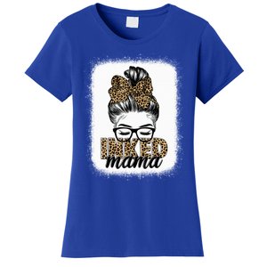 Inked Mama Messy Bun Mom Life Leopard Tattooed Mom Gift Women's T-Shirt